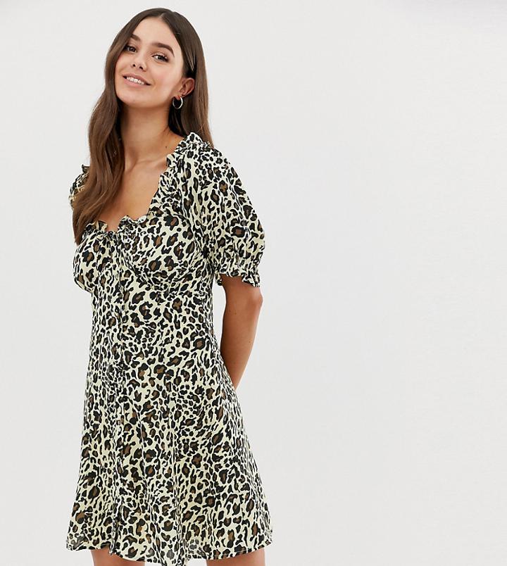 Asos Design Tall Sweetheart Mini Dress In Leopard Print-multi