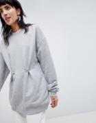 Asos White 100% Organic Cotton Sweat Top With Gather Detail - Gray