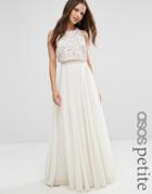 Asos Petite All Over Embellished Crop Top Maxi Dress - Multi