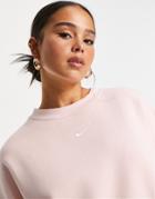 Nike Cropped Fleece Sweatshirt In Pale Coral-pink