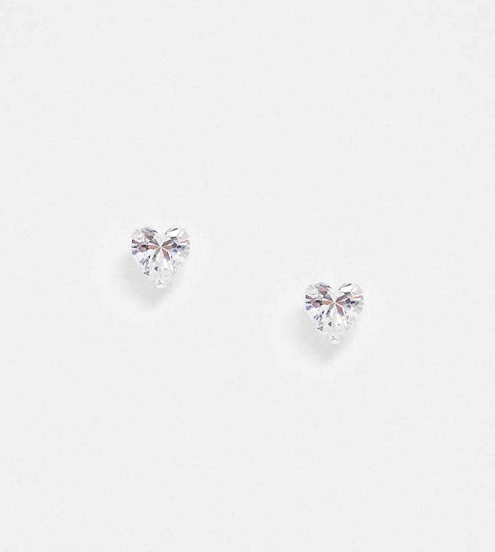 Kingsley Ryan Heart Stud Earrings In Sterling Silver