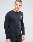 Emporio Armani Ea7 Long Sleeve Top With Chest Logo In Black - Black