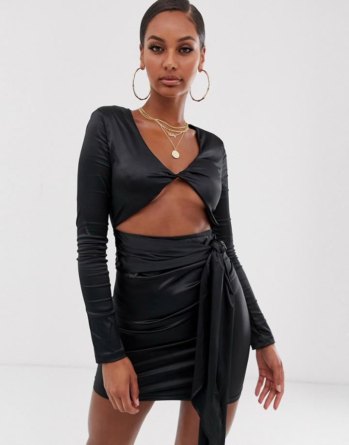 Lioness Manhattan Cut Out Belted Mini Dress In Black