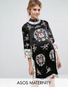 Asos Maternity Embroidered Tunic Shift Dress - Multi