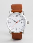Fossil Commuter Leather Strap Watch In Brown - Brown