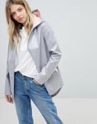 Asos High Shine Rain Jacket With Contrast Hood - Gray