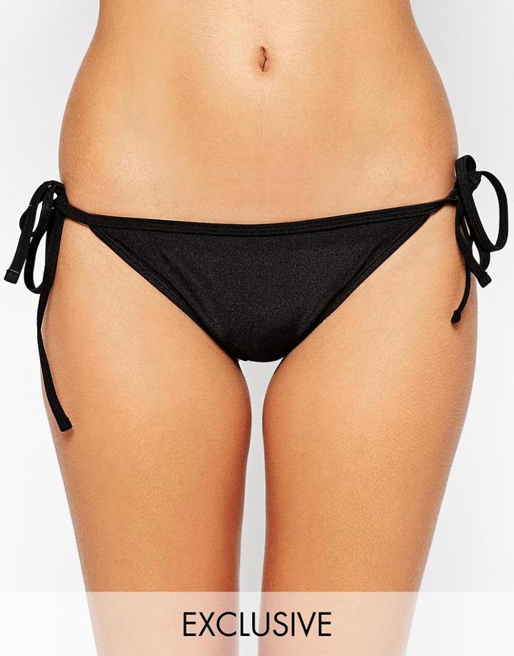 South Beach Mix And Match Tie Side Bikini Bottom - Black