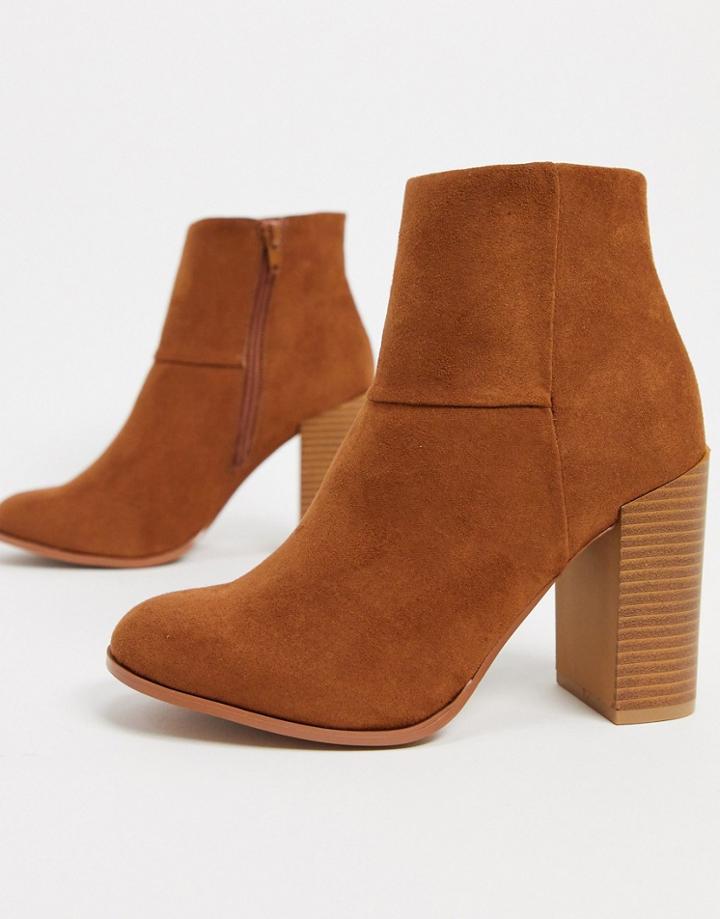 Asos Design Recite Heeled Ankle Boots In Tan-brown