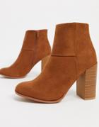 Asos Design Recite Heeled Ankle Boots In Tan-brown