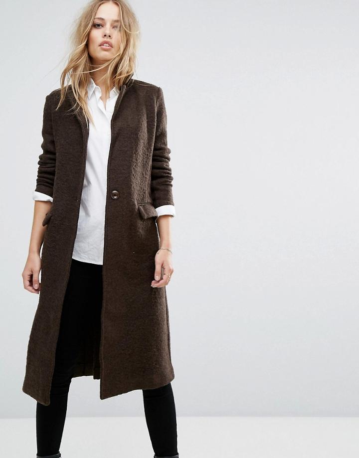 Zibi London Boyfriend Fit Coat - Brown