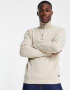 Jack & Jones Originals 1/4 Zip Sweater In Beige-neutral