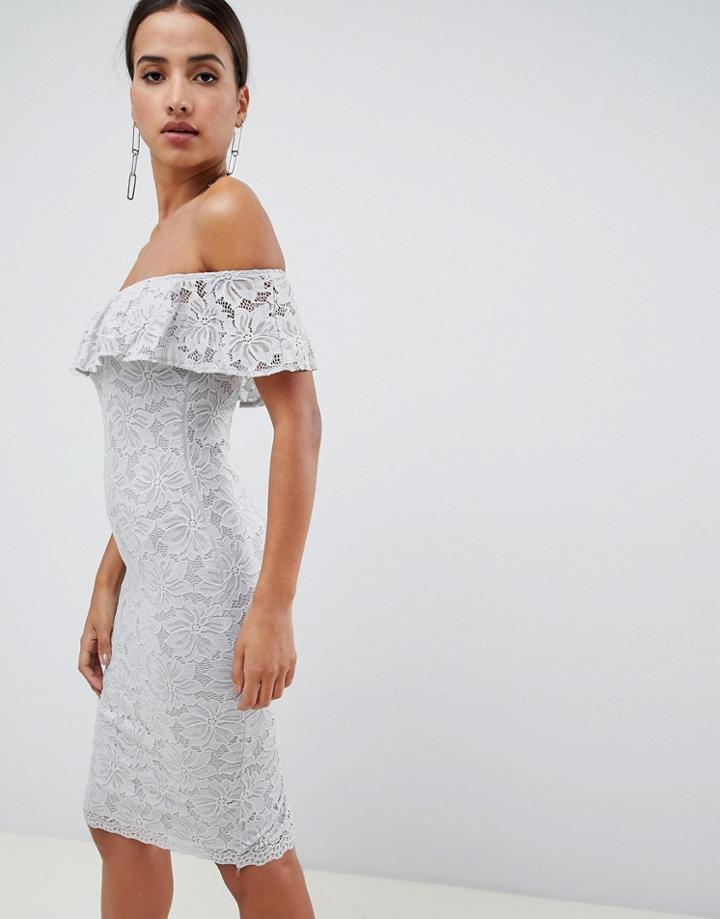 Ax Paris Midi Bardot Dress - Silver