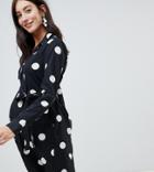 Influence Maternity Shirt Dress In Polka Dot Print With Tie Waist - Black