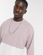 Asos Design Oversized T-shirt In Dusty Lilac Contrast Panel-purple