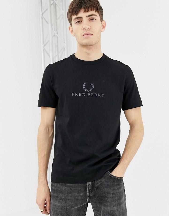 Fred Perry Sports Authentic Embroidered T-shirt In Black - Black