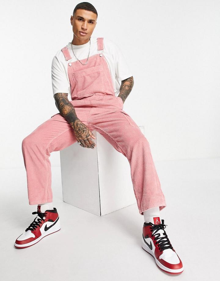 Asos Design Cord Overalls In Pink
