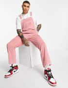 Asos Design Cord Overalls In Pink