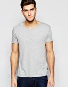 Replay T-shirt Wide Neck Laser Cut In Gray Melange - Gray Melange