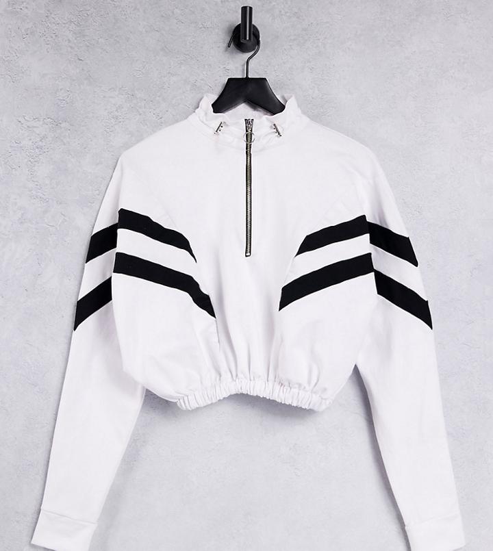 Parisian Tall Half Zip Sweater Set With Stripes In White