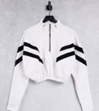 Parisian Tall Half Zip Sweater Set With Stripes In White