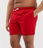 Asos Design Plus Swim Shorts In Red In Mid Length