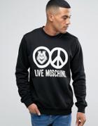 Love Moschino Sweatshirt In Black With Logo Print - Black