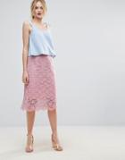 Traffic People Contrast Floral Lace Pencil Skirt - Purple