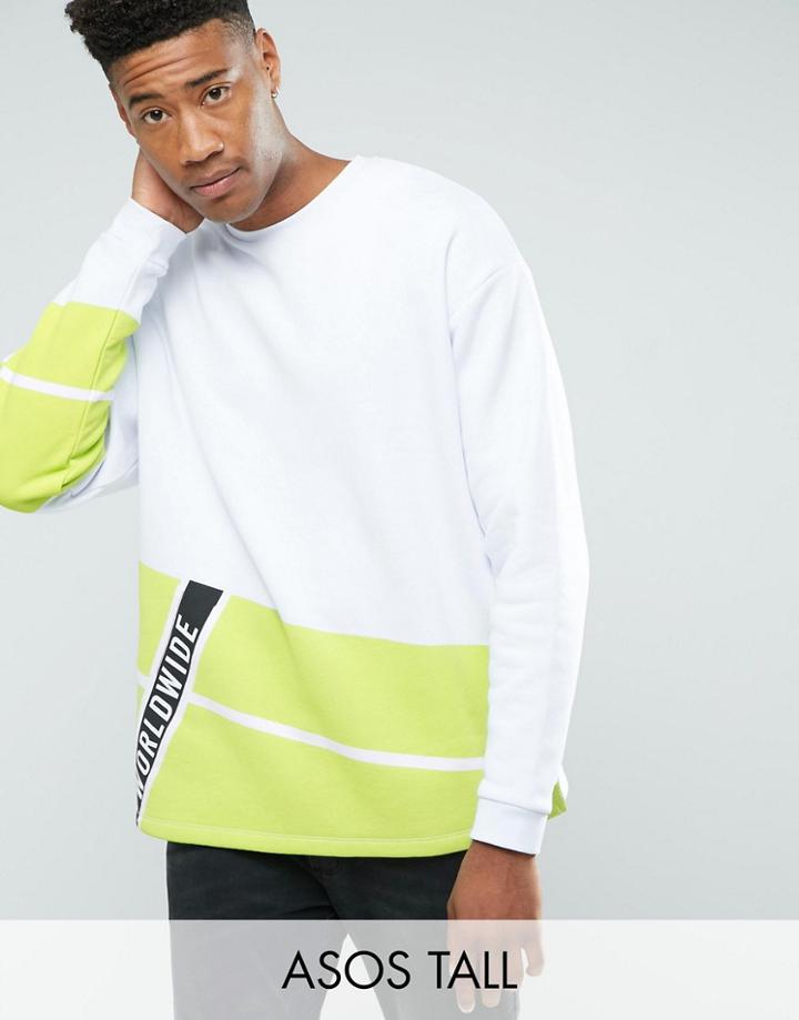 Asos Tall Oversized Sweatshirt With Fluro Print - White