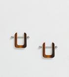 Asos Design Resin Earrings With Silver Tone Bar Detail - Brown