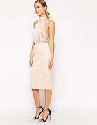 Asos Soft Halter Pencil Dress - Pink
