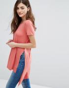 Only Jewel Slit Tunic T-shirt - Pink