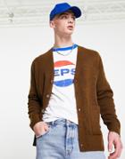 Pull & Bear Knit Cardigan In Brown