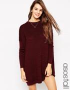 Asos Tall Sweater Dress In Ripple Stitch - Dark Red
