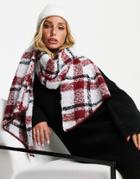 French Connection Multi Check Scarf In Red