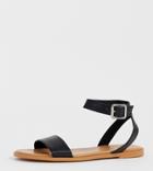 Asos Design Wide Fit Viva Flat Sandals-black