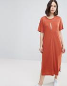 Twiin Splitsville Keyhole T-shirt Dress - Orange