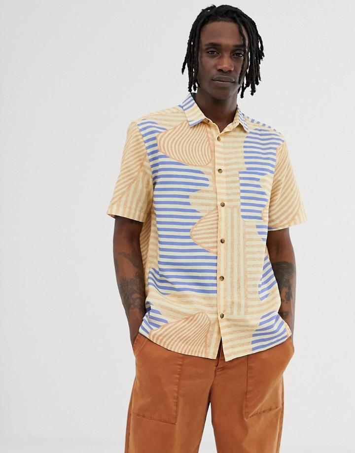 Asos Design Relaxed Abstract Stripe Shirt-beige