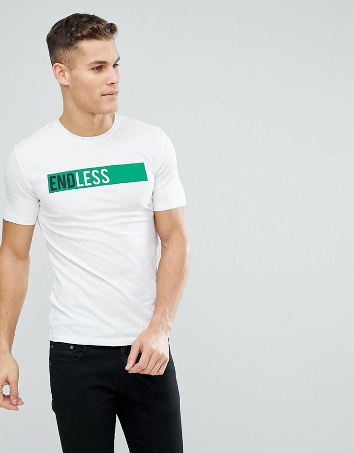 Only & Sons T-shirt With Endless Slogan - White