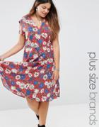 Alice & You Bold Floral Print Skater Tea Dress - Red