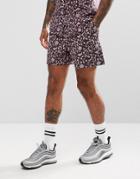 Asos Co-ord Slim Shorts With 70s Floral Print-purple