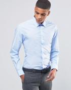 Number Eight Savile Row Skinny Smart Shirt With Point Collar - Blue