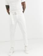 Asos Design Slim Jeans In White With Self Belt