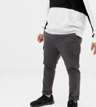 Asos Design Plus Skinny Cargo Pants In Washed Black