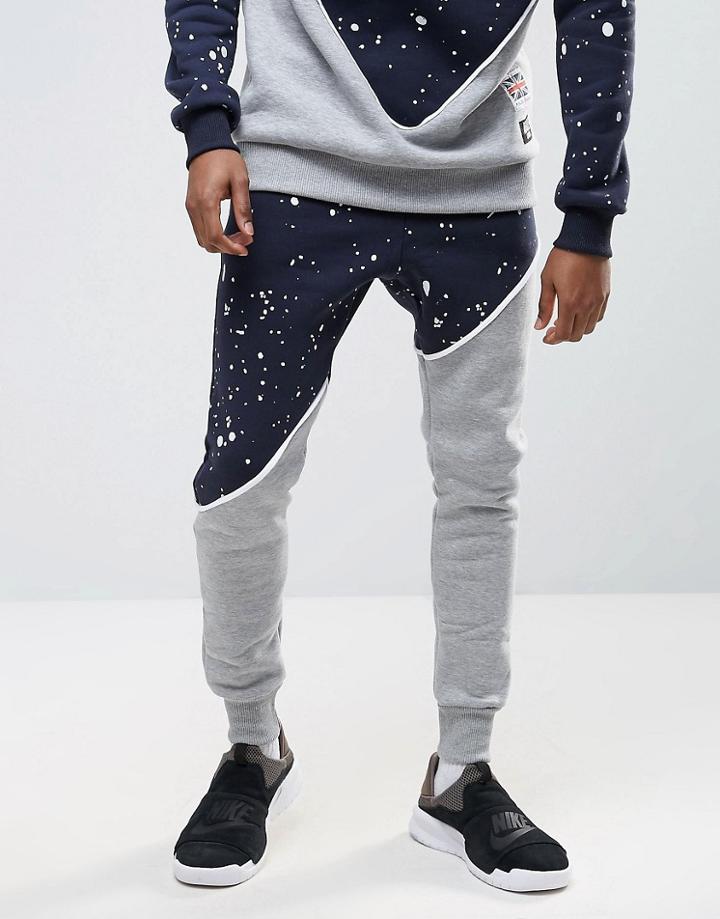 Abuze London Splash Panel Joggers - Blue