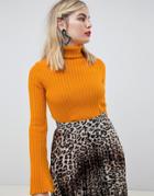 Asos Design Rib Roll Neck Sweater - Red