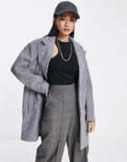 Topshop Single Breasted Mid Length Coat In Gray