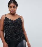 Asos Design Curve Cami Top With Sequin Embellishment - Black