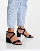 Truffle Collection Mid Block Heel Sandals In Black