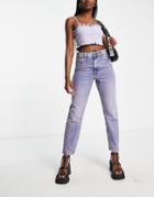 River Island High Waist Mom Jean In Pink