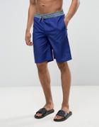 Wetts Board Swim Shorts With Contrast Waist - Navy